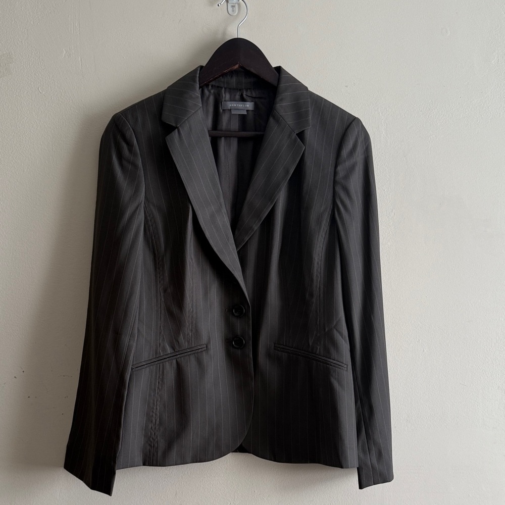 Ann Taylor Charcoal Pinstripe Blazer